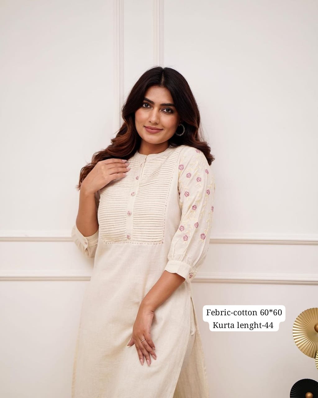 White  Kurti Pant Set with Embroidery & Pintex Detailing